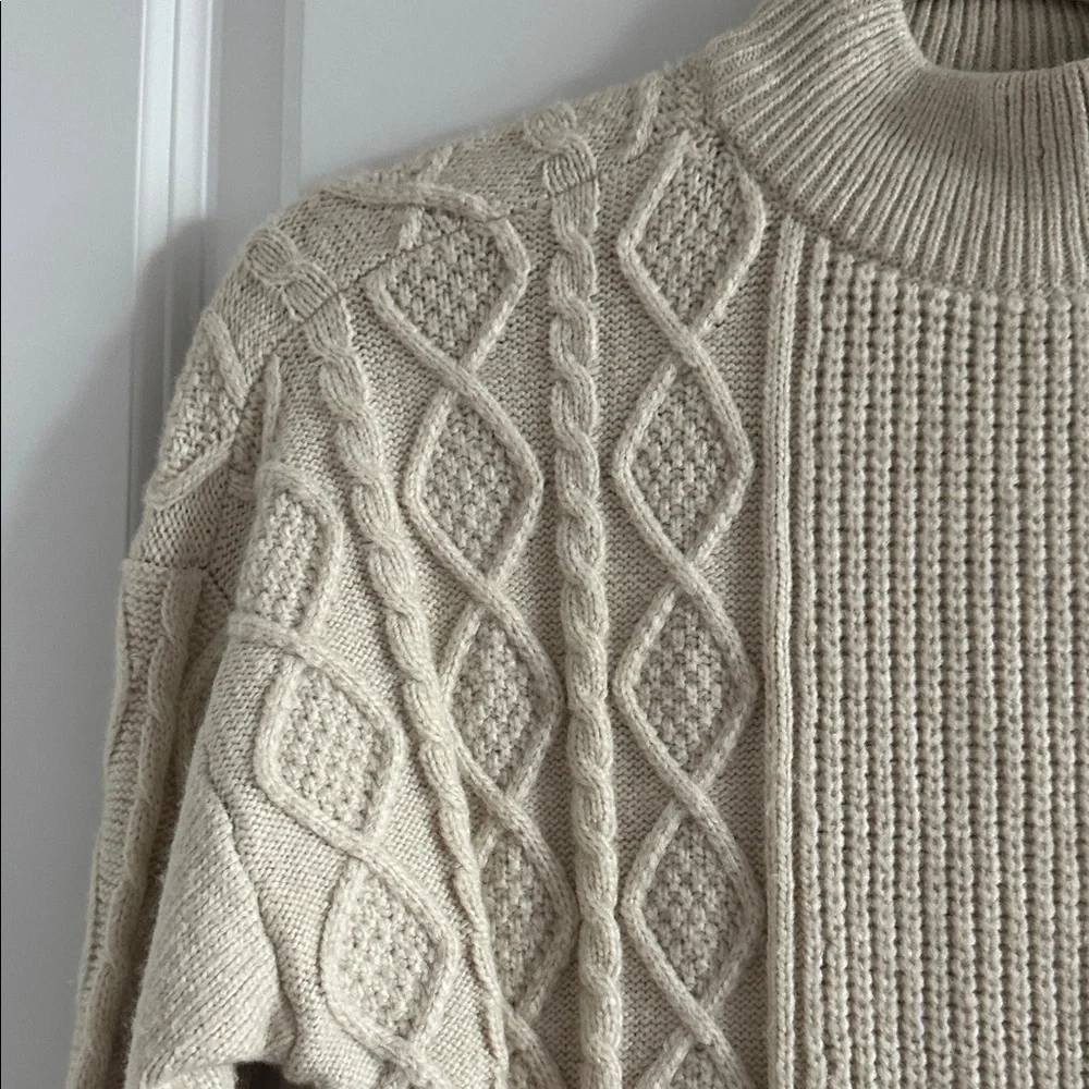 Express Brand Women’s Cream Cable Knit Turtleneck Sweater - Picture 4 of 6